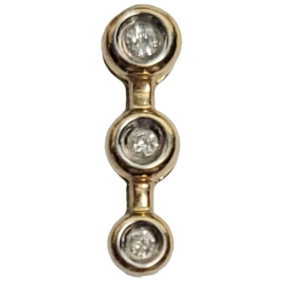 10k Yellow Gold Tiny Diamond Chip Journey Drop Pendant, 0.8 Grams - Picture 1 of 7